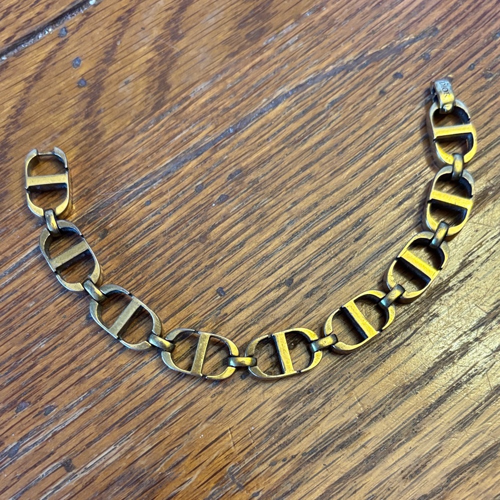 Vintage Christian Dior CD Logo Gold Tone Bracelet